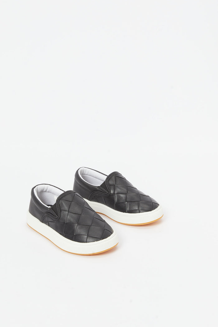 Redtag-Black-Woven-Upper-Slip-On-BOY-Sandals,-Category:Shoes,-Colour:Black,-Deals:New-In,-Filter:Boys-Footwear-(3-to-5-Yrs),-H1:FOO,-H2:BOY,-H3:SHO,-H4:CAH,-New-In-BOY-FOO,-Non-Sale,-RMD,-S23B,-Season:S23B,-Section:Boys-(0-to-14Yrs)-Boys-3 to 5 Years