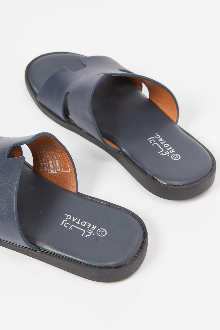 Redtag-Naby-H--Strap-Slide-Sandal-BSR-Sandals,-Category:Shoes,-Colour:Navy,-Deals:New-In,-Filter:Boys-Footwear-(5-to-14-Yrs),-H1:FOO,-H2:BSR,-H3:SAF,-H4:SAN,-New-In-BSR-FOO,-Non-Sale,-RMD,-S23B,-Season:S23B,-Section:Boys-(0-to-14Yrs)-Senior-Boys-5 to 14 Years