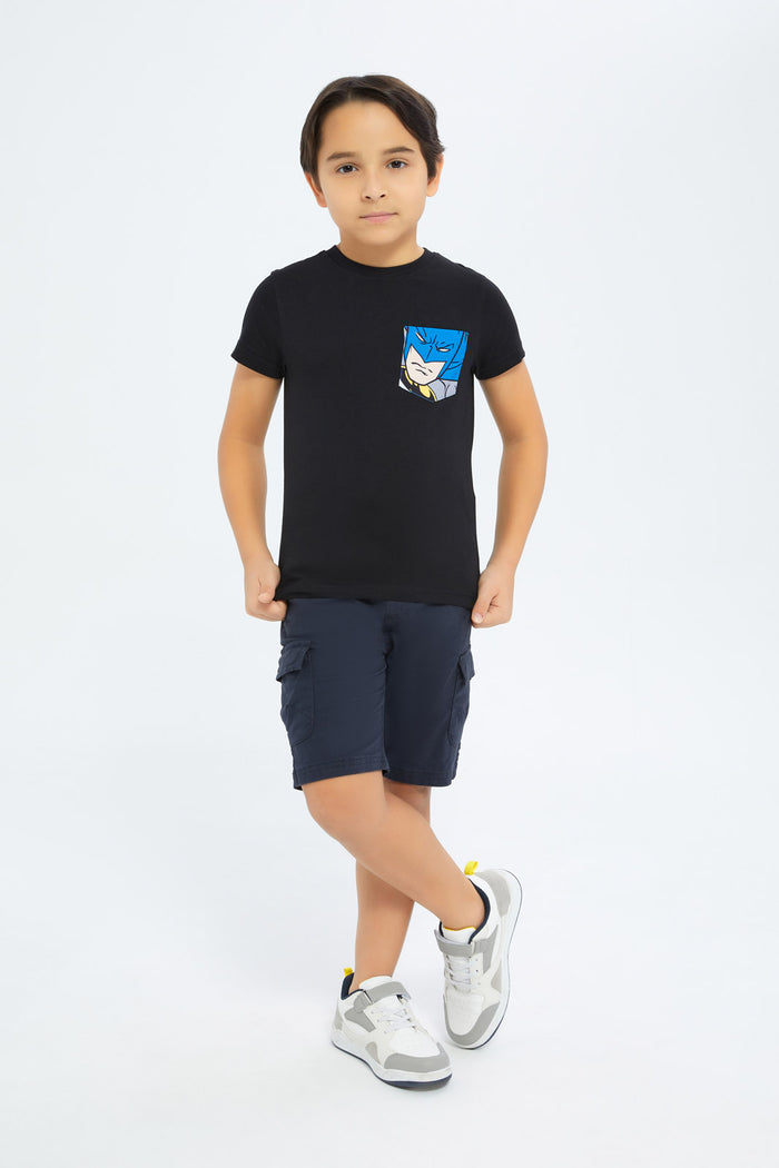 Redtag-Boys-Black-Batman-Pocket-T-Shirt-BOY-T-Shirts,-Category:T-Shirts,-CHA,-Colour:Black,-Deals:New-In,-Dept:Boys,-Filter:Boys-(2-to-8-Yrs),-H1:KWR,-H2:BOY,-H3:TSH,-H4:TSH,-New-In-BOY-APL,-Non-Sale,-S23C,-Season:S23C,-Section:Boys-(0-to-14Yrs)-Boys-2 to 8 Years