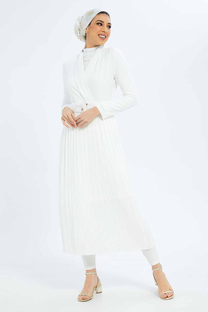 Redtag-Women-White-Front-Detailed-Belted-Dress-Category:Dresses,-Colour:White,-Deals:New-In,-Dept:Ladieswear,-Filter:Women's-Clothing,-LMC,-New-In-Women-APL,-Non-Sale,-S23B,-Section:Women,-Women-Dresses--