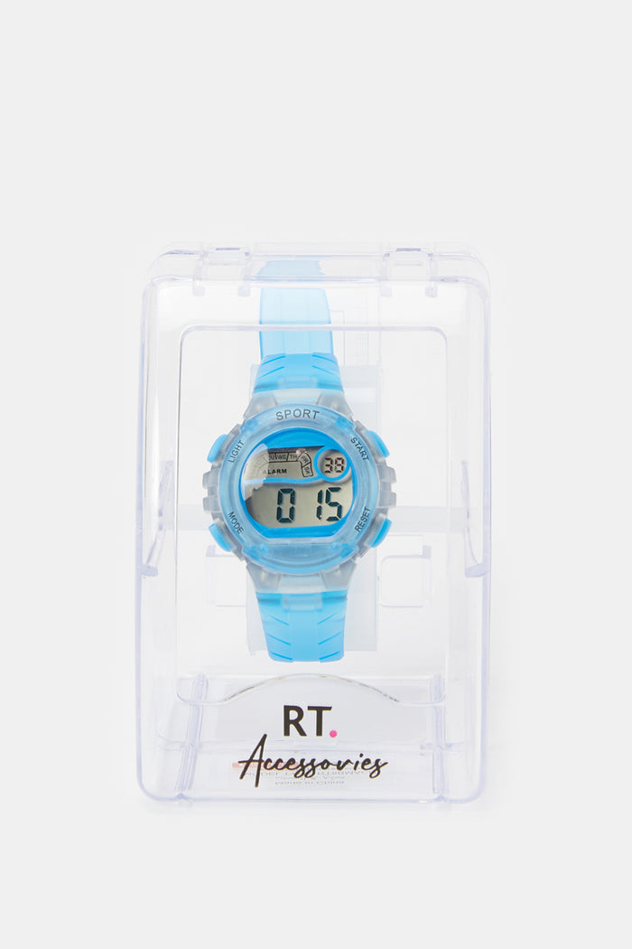 Redtag-Light-Blue-Multi-Functional-Digital-Watch-BOY-Watches,-Category:Watches,-Colour:Assorted,-Deals:New-In,-Filter:Boys-Accessories,-H1:ACC,-H2:BOY,-H3:BOA,-H4:BOA-BOYS-ACCESSORIES,-New-In,-New-In-BOY-ACC,-Non-Sale,-ProductType:Digital-Watches,-S23C,-Season:S23C,-Section:Boys-(0-to-14Yrs)-Boys-