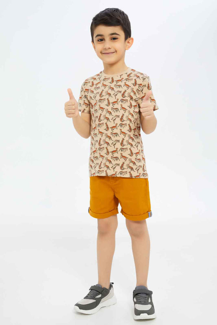 Redtag-Boys-Beige-Tiger-Aop-T-Shirt-BOY-T-Shirts,-Category:T-Shirts,-CHA,-Colour:Beige,-Deals:New-In,-Dept:Boys,-Filter:Boys-(2-to-8-Yrs),-New-In-BOY-APL,-Non-Sale,-S23B,-Section:Boys-(0-to-14Yrs),-TBL-Boys-2 to 8 Years