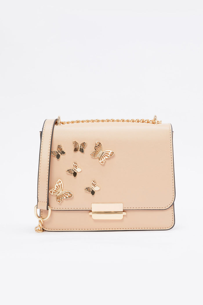Redtag-Beige-Embellished-Cross-Body-Bag-Category:Bags,-Colour:Beige,-Filter:Girls-Accessories,-GIR-Bags,-New-In,-New-In-GIR-ACC,-Non-Sale,-S23B,-Section:Girls-(0-to-14Yrs)-Girls-