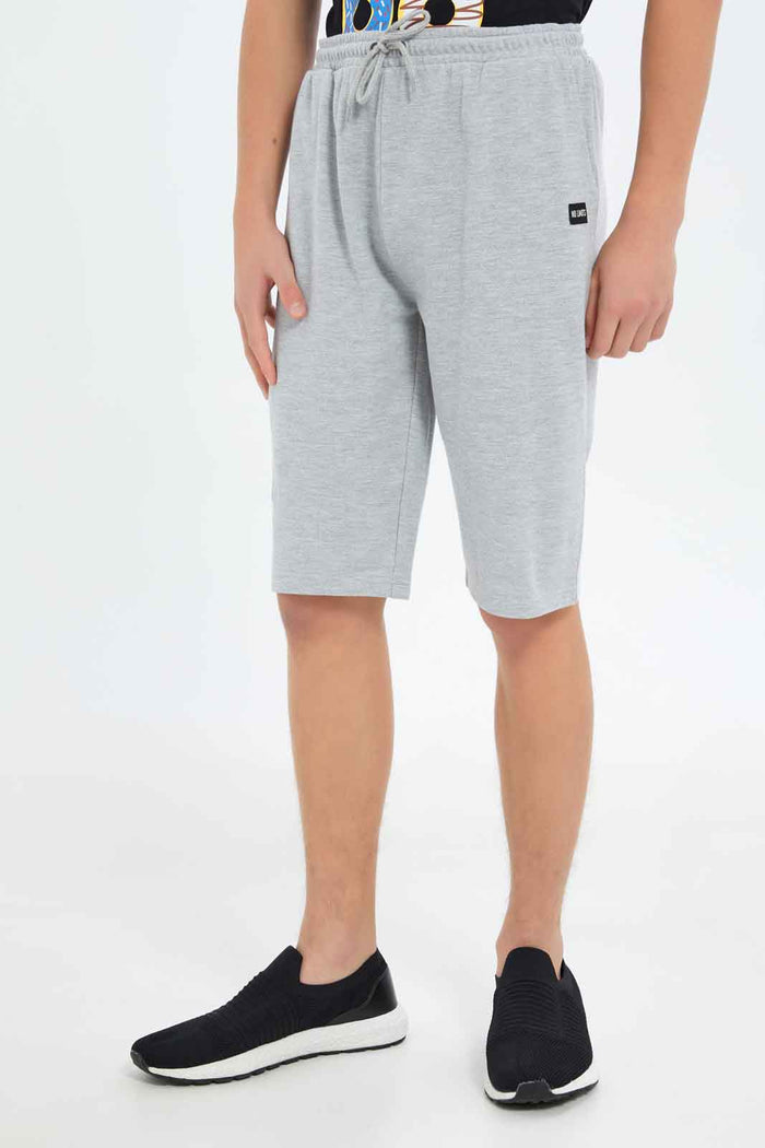 Redtag-Boys-Gey-Mel-Pique-Active-Shorts-BSR-Shorts,-Category:Shorts,-Colour:Grey,-Deals:New-In,-Dept:Boys,-Filter:Senior-Boys-(8-to-14-Yrs),-New-In-BSR-APL,-Non-Sale,-S23C,-Section:Boys-(0-to-14Yrs)-Senior-Boys-9 to 14 Years