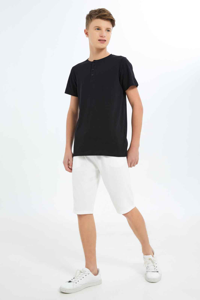 Redtag-Boys-White-Pique-Active-Shorts-BSR-Shorts,-Category:Shorts,-Colour:White,-Deals:New-In,-Dept:Boys,-Filter:Senior-Boys-(8-to-14-Yrs),-New-In-BSR-APL,-Non-Sale,-S23C,-Section:Boys-(0-to-14Yrs)-Senior-Boys-9 to 14 Years