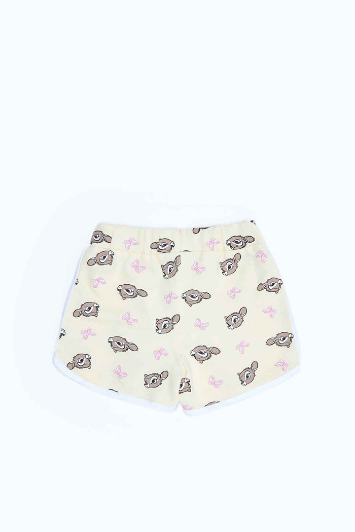 Redtag-Girls-Yellow-Bambi-Aop-Shorts-Category:Shorts,-Colour:Yellow,-Deals:2-FOR-37,-Deals:New-In,-Dept:Girls,-Filter:Infant-Girls-(3-to-24-Mths),-ING-Shorts,-MQN,-New-In-ING-APL,-Non-Sale,-S23B,-Section:Girls-(0-to-14Yrs),-TBL-Infant-Girls-3 to 24 Months