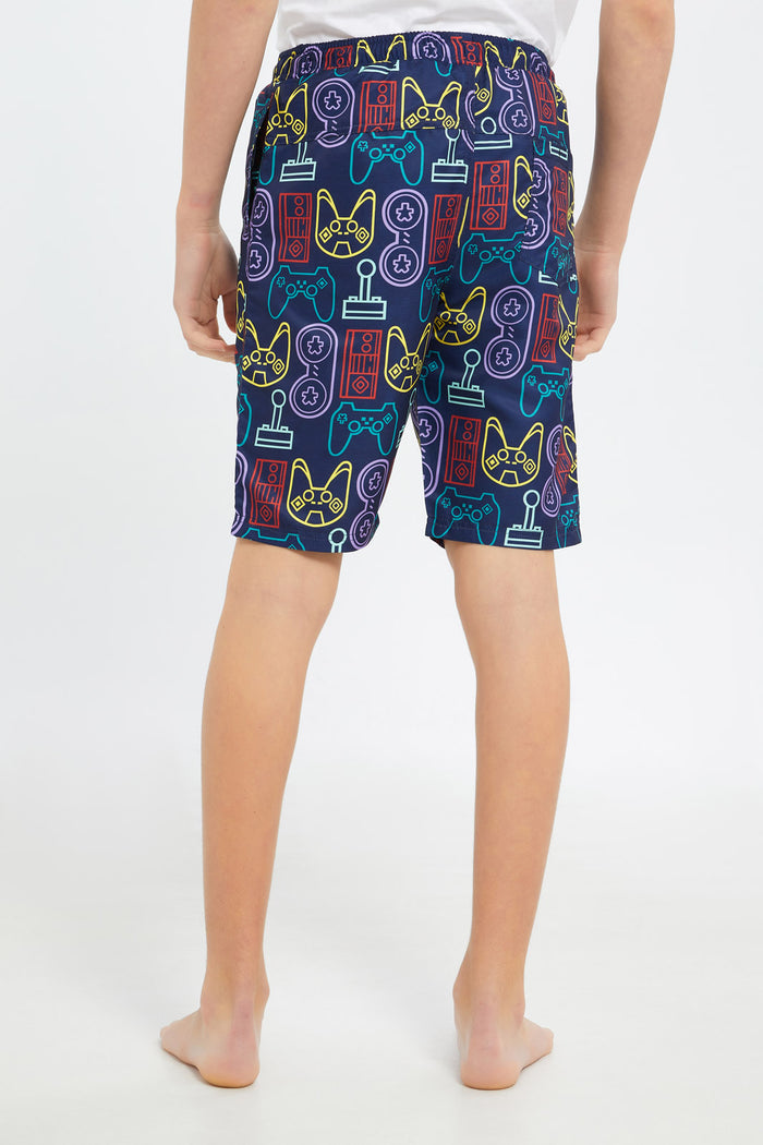 Redtag-Boys-White-Aop-Gaming-Board-Shorts-BSR-Swimwear,-Category:Swimwear,-Colour:White,-Deals:New-In,-Dept:Boys,-Filter:Senior-Boys-(8-to-14-Yrs),-H1:KWR,-H2:BSR,-H3:SWM,-H4:SRT,-New-In-BSR-APL,-Non-Sale,-S23C,-Season:S23C,-Section:Boys-(0-to-14Yrs)-Senior-Boys-9 to 14 Years