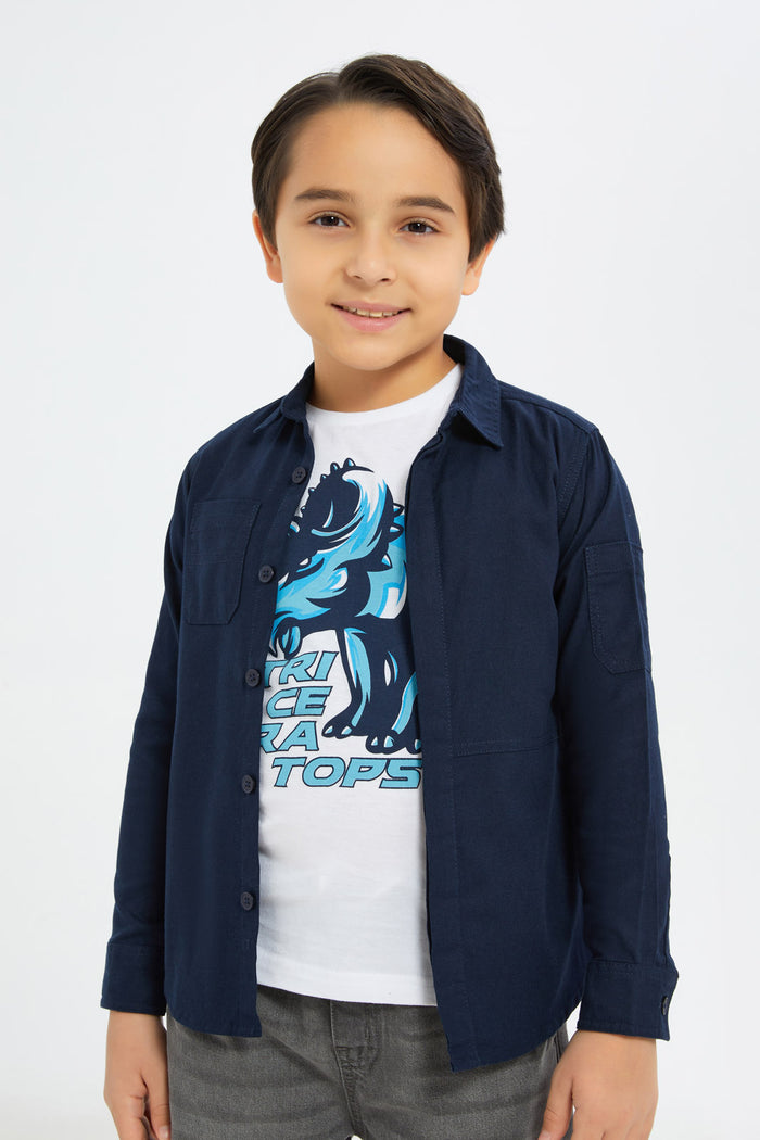 Redtag-Boys-Blue-Shirt-With-T-Shirt-Set-BOY-Shirts,-Category:Shirts,-Colour:Blue,-Deals:New-In,-Dept:Boys,-Filter:Boys-(2-to-8-Yrs),-H1:KWR,-H2:BOY,-H3:SHI,-H4:CSH,-New-In-BOY-APL,-Non-Sale,-S23B,-Season:S23B,-Section:Boys-(0-to-14Yrs)-Boys-2 to 8 Years