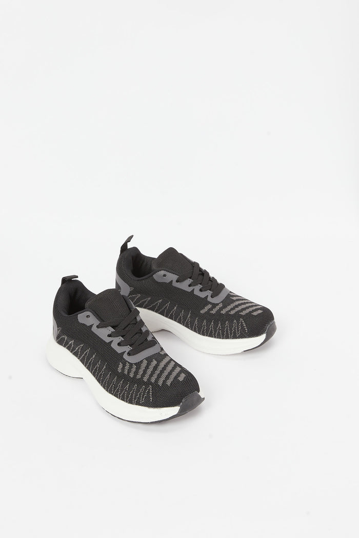 Redtag-Black-Knit-Sneaker-BSR-Trainers,-Category:Shoes,-Colour:Black,-Deals:New-In,-Filter:Boys-Footwear-(5-to-14-Yrs),-H1:FOO,-H2:BSR,-H3:TRN,-H4:CLT,-N/A,-New-In-BSR-FOO,-Non-Sale,-S23B,-Season:S23B,-Section:Boys-(0-to-14Yrs)-Senior-Boys-5 to 14 Years