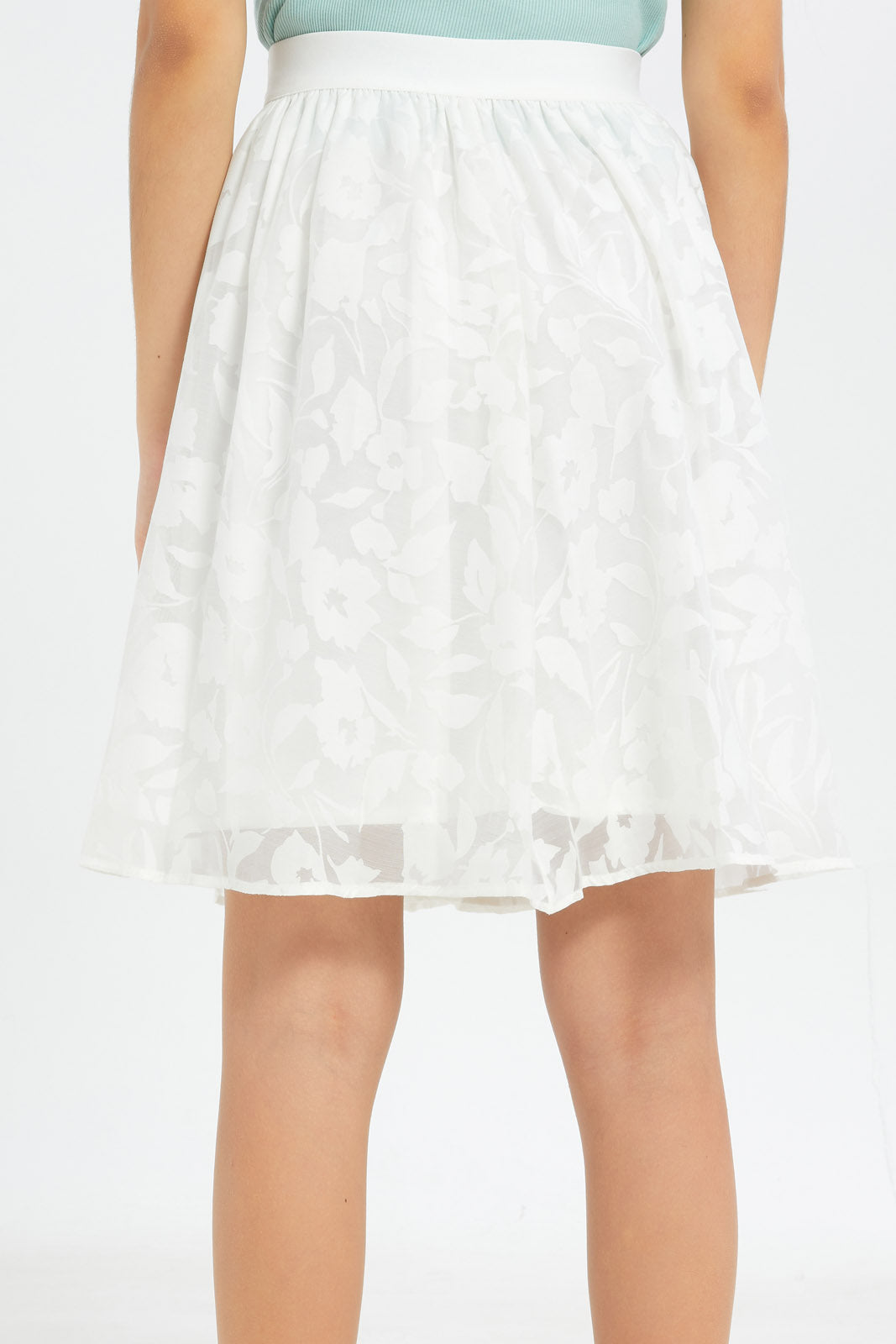 Buy Senior Girls White Dobby Skater Skirt for Girls 124980178 in