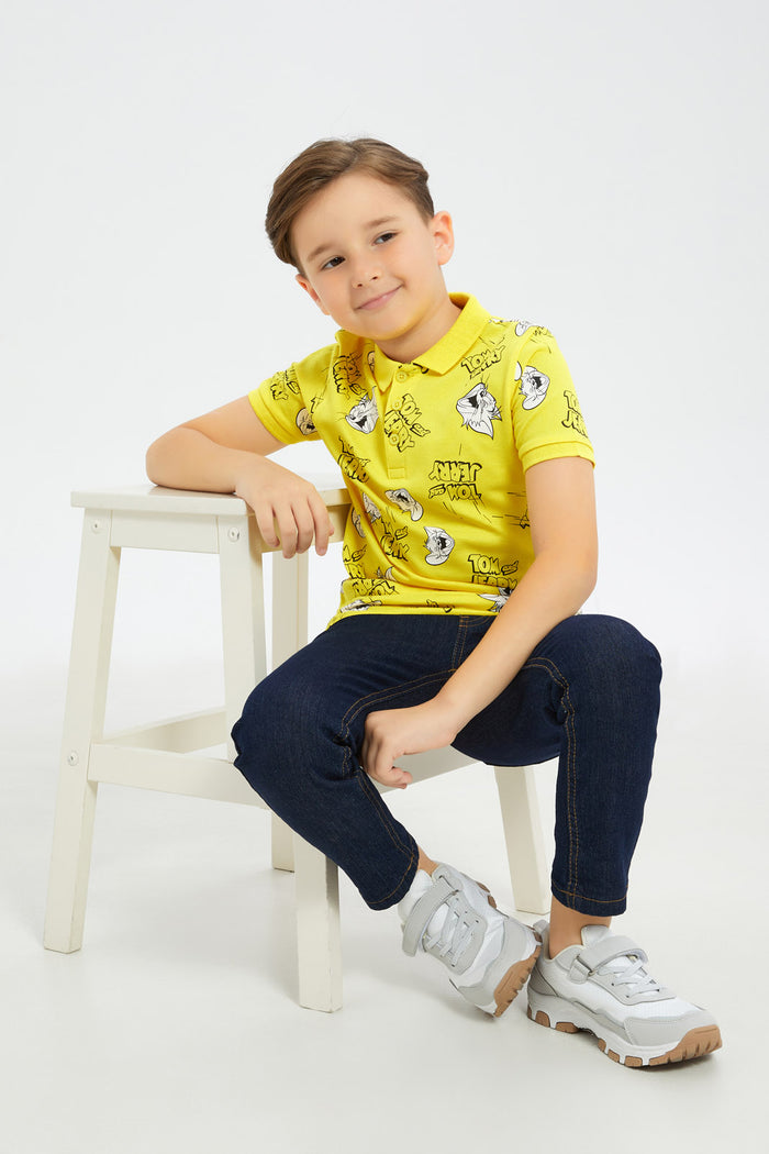 Redtag-Boys-Yellow-Tom-And-Jerry-Aop-Polo-Shirt-BOY-Polo-T-Shirts,-Category:Polo-T-Shirts,-CHA,-Colour:Red,-Deals:New-In,-Dept:Boys,-Filter:Boys-(2-to-8-Yrs),-H1:KWR,-H2:BOY,-H3:TSH,-H4:POS,-New-In-BOY-APL,-Non-Sale,-S23C,-Season:S23C,-Section:Boys-(0-to-14Yrs),-TBL-Boys-2 to 8 Years