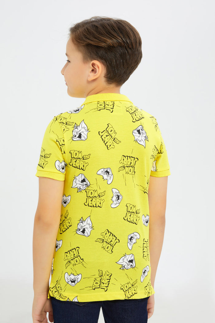 Redtag-Boys-Yellow-Tom-And-Jerry-Aop-Polo-Shirt-BOY-Polo-T-Shirts,-Category:Polo-T-Shirts,-CHA,-Colour:Red,-Deals:New-In,-Dept:Boys,-Filter:Boys-(2-to-8-Yrs),-H1:KWR,-H2:BOY,-H3:TSH,-H4:POS,-New-In-BOY-APL,-Non-Sale,-S23C,-Season:S23C,-Section:Boys-(0-to-14Yrs),-TBL-Boys-2 to 8 Years