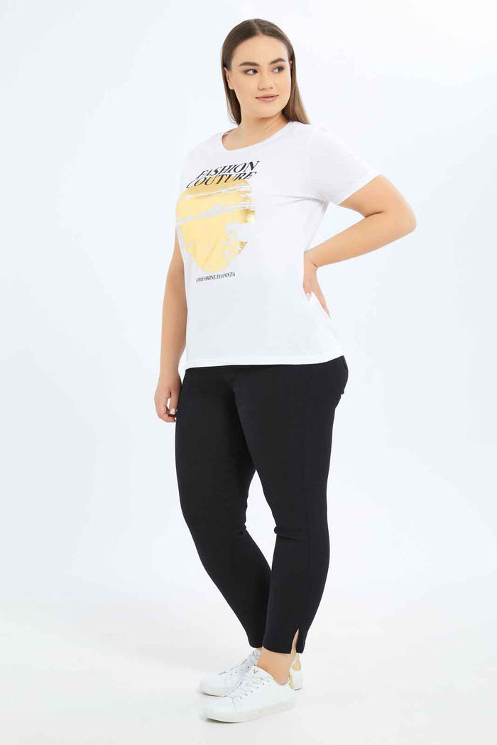Redtag-Women-White-Graphic-T-Shirt-Category:T-Shirts,-Colour:White,-Deals:New-In,-Dept:Ladieswear,-Filter:Plus-Size,-LDP-T-Shirts,-New-In-LDP-APL,-Non-Sale,-S23B,-Section:Women,-TBL-Women's-