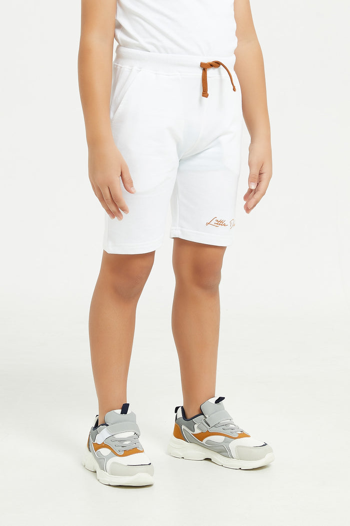 Redtag-Boys-White-Paneled-T-Shirt-And-Shorts-Set-BOY-Sets,-Category:Sets,-Colour:White,-Deals:New-In,-Event:EID,-Filter:Boys-(2-to-8-Yrs),-H1:KWR,-H2:BOY,-H3:SET,-H4:CAE,-KWRBOYSETCAE,-New-In-BOY-APL,-Non-Sale,-Packs,-ProductType:Sets,-Promo:EID,-RMD,-S23D,-Season:S23D,-Section:Boys-(0-to-14Yrs),-Set:Set-of-2-Boys-2 to 8 Years