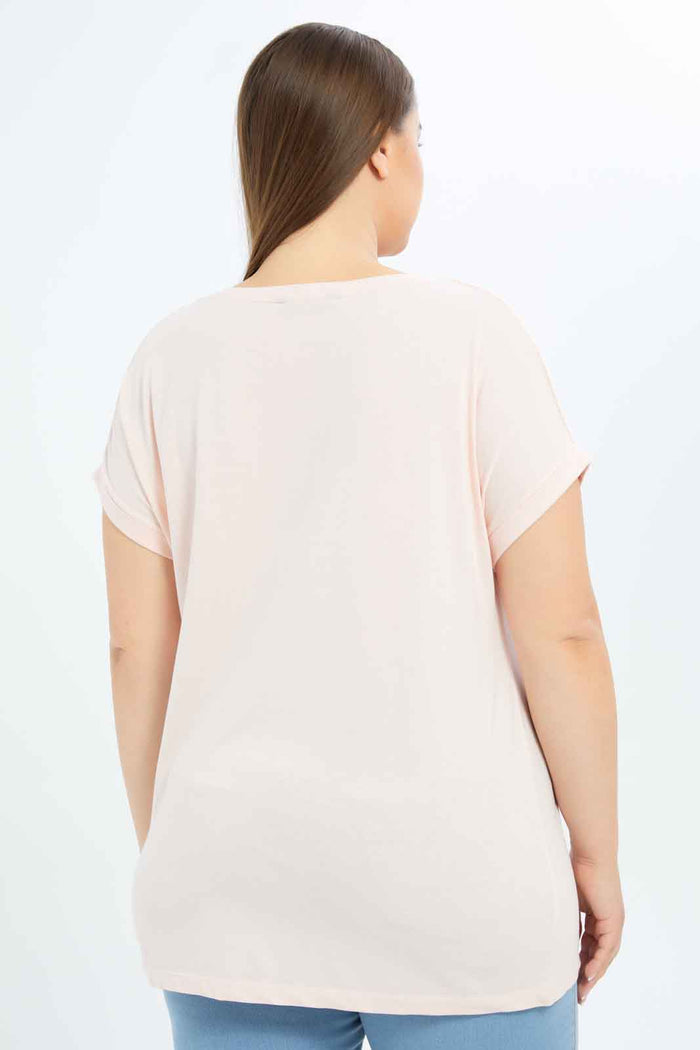Redtag-Women-Pink-Lace-Detail-Jersey-Top-Category:Tops,-Colour:Apricot,-Deals:New-In,-Filter:Plus-Size,-LDP-Tops,-New-In-LDP-APL,-Non-Sale,-S23B,-Section:Women-Women's-