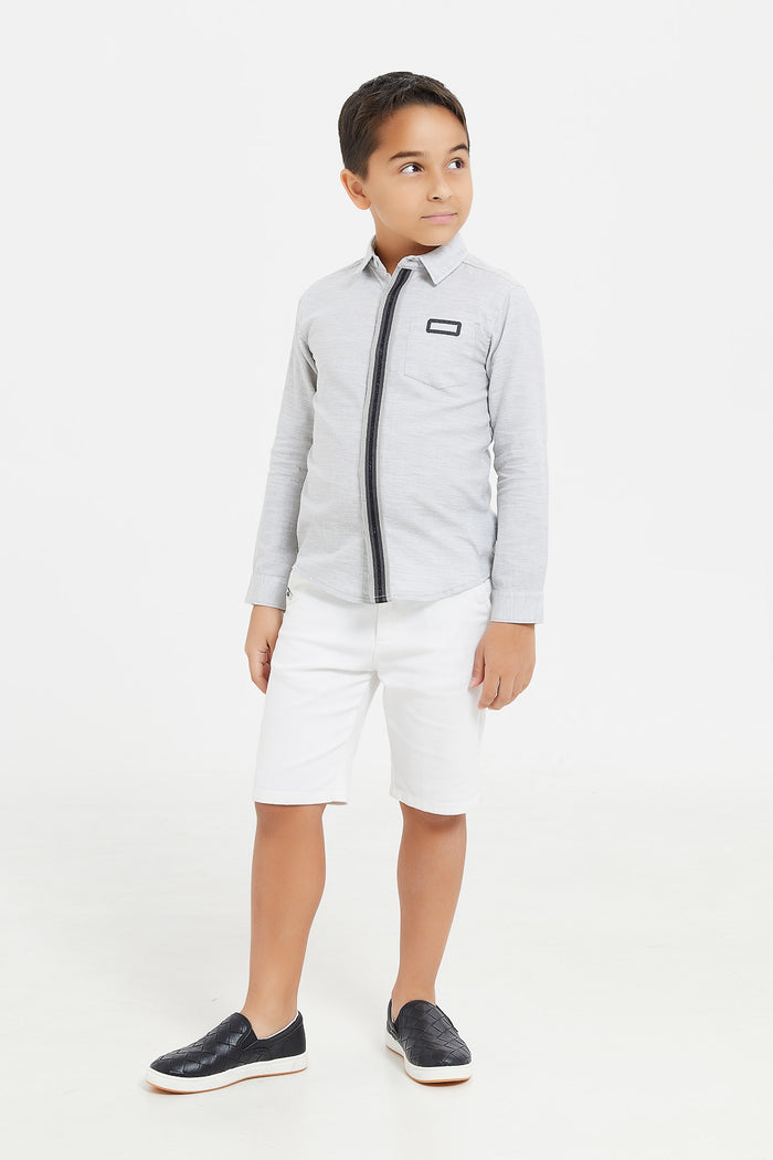 Redtag-Boys-Grey-Mellange-Long-Sleeve-Placket-Shirt-BOY-Shirts,-Category:Shirts,-Colour:Grey,-Deals:New-In,-Event:EID,-Filter:Boys-(2-to-8-Yrs),-H1:KWR,-H2:BOY,-H3:SHI,-H4:CSH,-KWRBOYSHICSH,-New-In-BOY-APL,-Non-Sale,-ProductType:Casual-Shirts,-Promo:EID,-RMD,-S23D,-Season:S23D,-Section:Boys-(0-to-14Yrs)-Boys-2 to 8 Years
