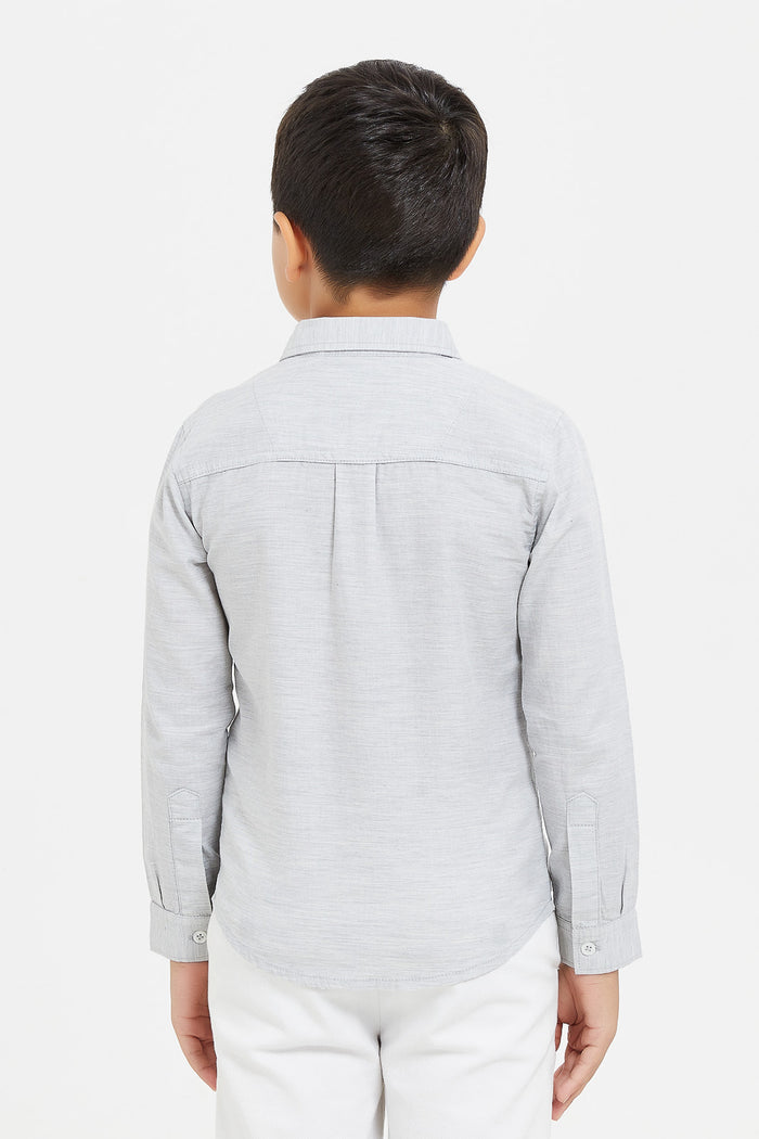 Redtag-Boys-Grey-Mellange-Long-Sleeve-Placket-Shirt-BOY-Shirts,-Category:Shirts,-Colour:Grey,-Deals:New-In,-Event:EID,-Filter:Boys-(2-to-8-Yrs),-H1:KWR,-H2:BOY,-H3:SHI,-H4:CSH,-KWRBOYSHICSH,-New-In-BOY-APL,-Non-Sale,-ProductType:Casual-Shirts,-Promo:EID,-RMD,-S23D,-Season:S23D,-Section:Boys-(0-to-14Yrs)-Boys-2 to 8 Years