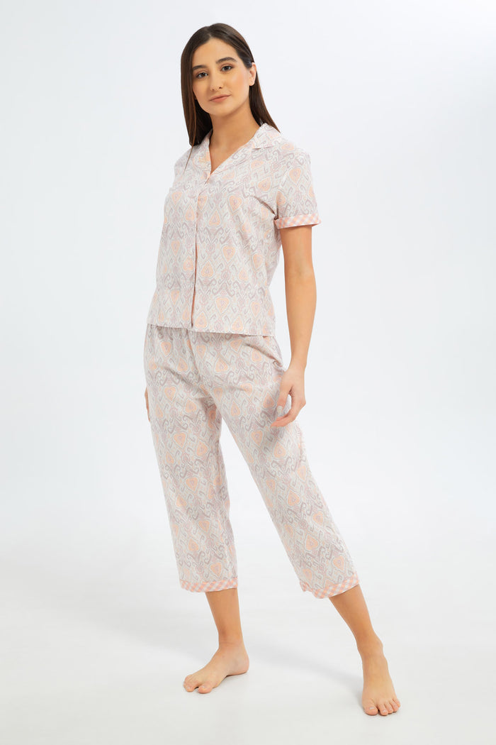 Redtag-Women-Assorted-Short-Sleeves-Pyjama-Set-Category:Pyjama-Sets,-Colour:Assorted,-Deals:New-In,-Filter:Women's-Clothing,-H1:LWR,-H2:LDN,-H3:NWR,-H4:PJS,-New-In-Women-APL,-Non-Sale,-S23B,-Season:S23B,-Section:Women,-Women-Pyjama-Sets--