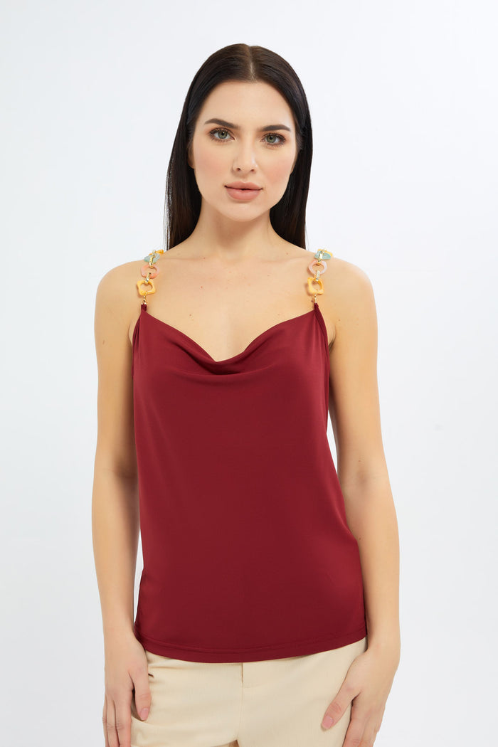 Redtag-Women-Sleeveless-With-Chain-Details-Top-Category:Tops,-Colour:Red,-Deals:New-In,-Filter:Women's-Clothing,-H1:LWR,-H2:LEC,-H3:JYT,-H4:FJT,-LEC,-LEC-Tops,-New-In-LEC-APL,-Non-Sale,-S23C,-Season:S23C,-Section:Women-Women's-