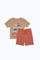 Redtag-Boys-Stone-Camel-Aop-T-Shirt-And-Terry-Short-Set-2-Pack-Category:Sets,-Colour:Beige,-Deals:New-In,-Filter:Infant-Boys-(3-to-24-Mths),-H1:KWR,-H2:INB,-H3:SET,-H4:CAE,-INB-Sets,-New-In-INB-APL,-Non-Sale,-Packs,-RMD,-S23C,-Season:S23C,-Section:Boys-(0-to-14Yrs),-Set:Set-of-2-Infant-Boys-3 to 24 Months