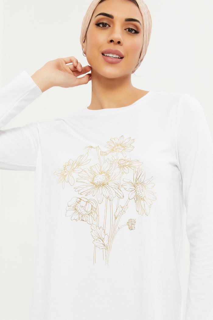 Redtag-Women-White-Long-Sleeve-Top-Category:T-Shirts,-Colour:White,-Deals:New-In,-Filter:Women's-Clothing,-H1:LWR,-H2:LMC,-H3:TSH,-H4:TSH,-LMC,-Modest,-New-In-Women-APL,-Non-Sale,-RMD,-S23C,-Season:S23C,-Section:Women,-Women-T-Shirts--