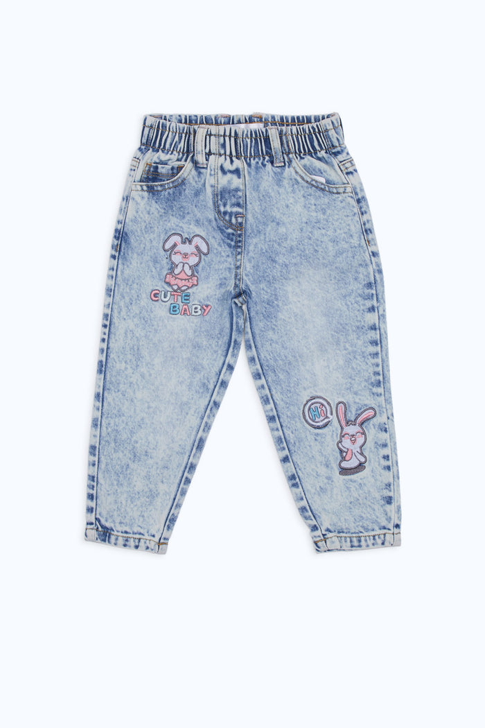 Redtag-Girls-Light-Wash-Embroidered-Bagy-Fit-Jeans-Category:Jeans,-Colour:Light-Wash,-Deals:New-In,-Filter:Infant-Girls-(3-to-24-Mths),-H1:KWR,-H2:ING,-H3:DNB,-H4:JNS,-ING-Jeans,-New-In-ING-APL,-Non-Sale,-S23C,-Season:S23C,-Section:Girls-(0-to-14Yrs)-Infant-Girls-3 to 24 Months