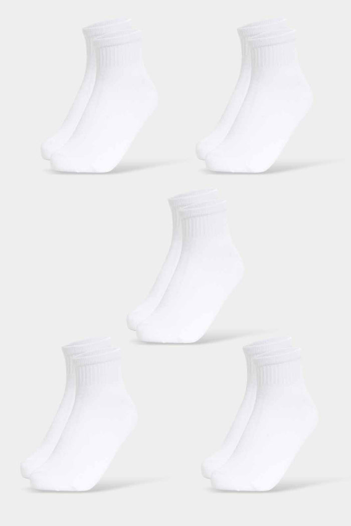 Redtag-Girls-Pack-Of-5--Sl.-Longer-Than-Ankle-Length-With-Cuff---White-365,-Category:Socks,-Colour:White,-Deals:New-In,-Filter:Senior-Girls-(8-to-14-Yrs),-GSR-Socks,-New-In-GSR-APL,-Non-Sale,-Section:Girls-(0-to-14Yrs)-Senior-Girls-9 to 14 Years