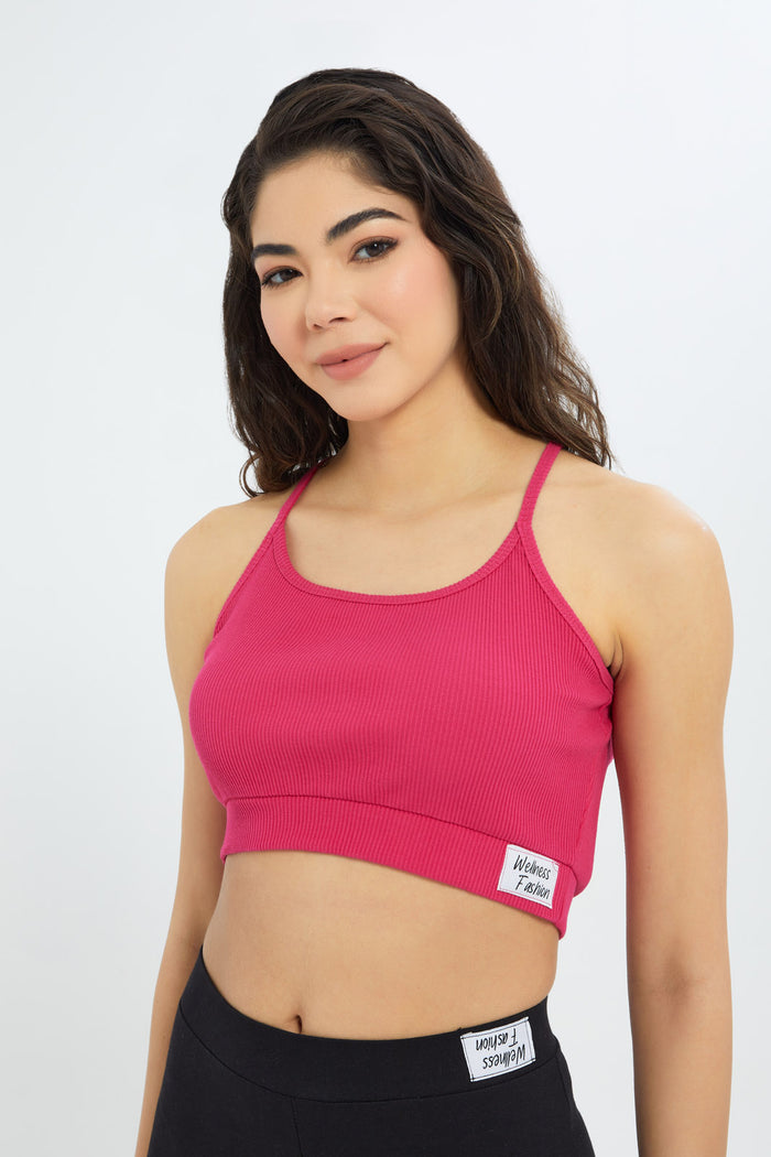Redtag-Women-Fuschia-Razor-Back-Bra-Category:T-Shirts,-Colour:Fuchsia,-Deals:New-In,-Filter:Women's-Clothing,-H1:LWR,-H2:LAD,-H3:SPW,-H4:ATS,-New-In-Women-APL,-Non-Sale,-RMD,-S23B,-Season:S23B,-Section:Women,-Sustainable,-Women-T-Shirts-Women's-