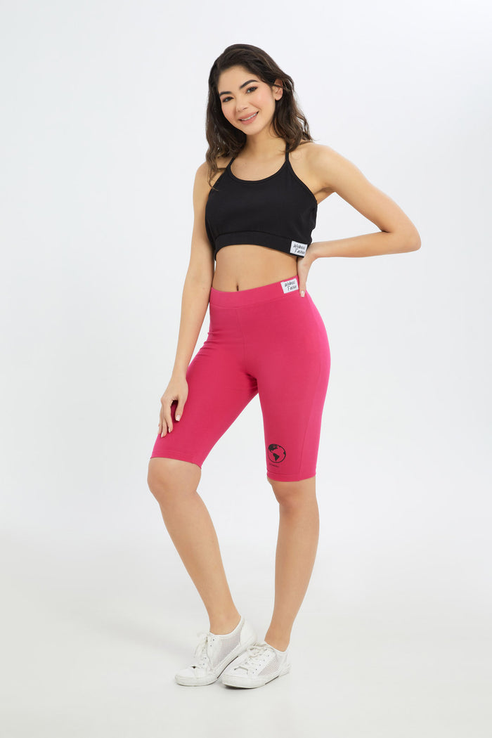 Redtag-Women-Fuchsia-Biker-Shorts-Category:Shorts,-Colour:Fuchsia,-Deals:New-In,-Filter:Women's-Clothing,-H1:LWR,-H2:LAD,-H3:SPW,-H4:AST,-New-In-Women-APL,-Non-Sale,-RMD,-S23B,-Season:S23B,-Section:Women,-Sustainable,-Women-Shorts-Women's-