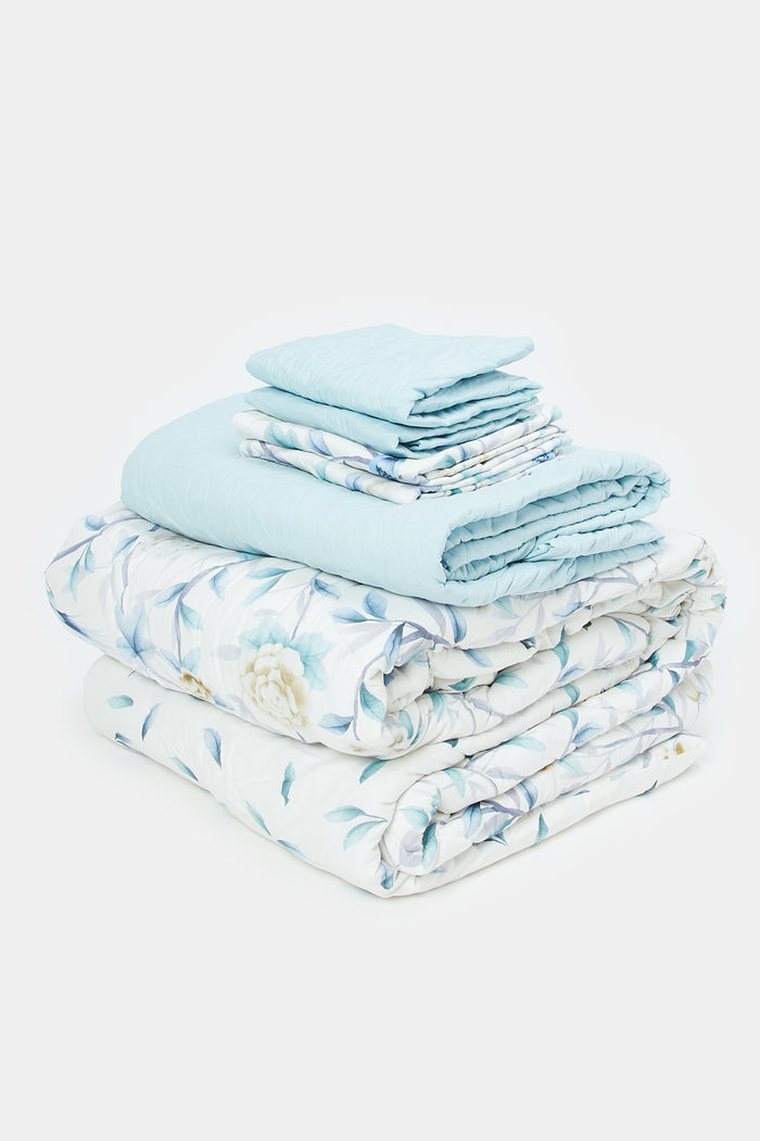 Redtag-Teal-6-Piece-Floral-Print-Comforter-Set-(Double-Size)-Category:Comforters,-Colour:Teal,-Deals:New-In,-Filter:Home-Bedroom,-H1:HMW,-H2:BED,-H3:BEN,-H4:COM,-HMW-BED-Comforters,-HMWBEDBENCOM,-New-In-HMW-BED,-Non-Sale,-ProductType:Comforters-Double-Size,-Promo:HAYDEN,-S23C,-Season:S23C,-Section:Homewares,-Style:SET-OF-6-Home-Bedroom-