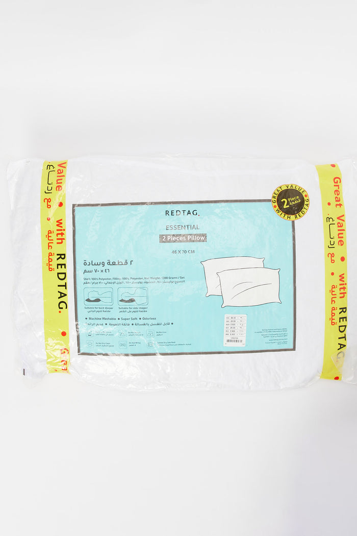 Redtag-White-Plain-Pillow-Set-(Pack-Of-2)-365,-Category:Pillows,-Colour:White,-Deals:New-In,-Filter:Home-Bedroom,-H1:HMW,-H2:BED,-H3:BEN,-H4:PIL,-HMW-BED-Pillows,-New-In-HMW-BED,-Non-Sale,-Season:365,-Section:Homewares,-Set:Set-of-2,-Style:SET-OF-2-Home-Bedroom-