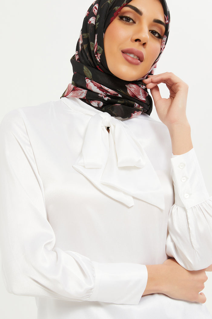 Redtag-Women-Ivory-Satin-Neck-Tie-Blouse-Category:Blouses,-Colour:Ivory,-Deals:New-In,-Filter:Women's-Clothing,-H1:LWR,-H2:LMC,-H3:BLO,-H4:CBL,-LMC,-New-In-Women-APL,-Non-Sale,-RMD,-S23C,-Season:S23C,-Section:Women,-Women-Blouses--