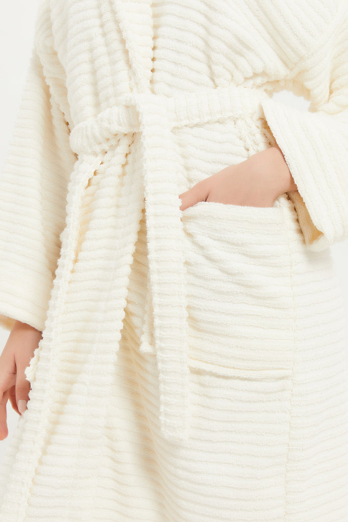 Redtag-Cream-Ribbed-Bathrobe-Category:Robes,-Colour:Cream,-Deals:New-In,-Filter:Home-Bathroom,-H1:HMW,-H2:BAC,-H3:RBS,-H4:RBS,-HMW-BAC-Robes,-HMWBACRBSRBS,-New-In-HMW-BAC,-Non-Sale,-ProductType:Bathrobes,-S23C,-Season:S23C,-Section:Homewares-Home-Bathroom-