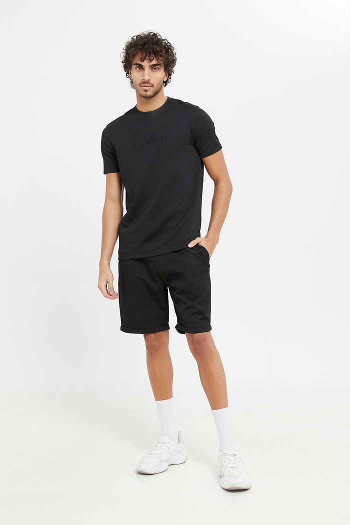 Redtag-Men-Black-Pull-On-Shorts-Category:Shorts,-Colour:Assorted,-Deals:New-In,-Filter:Men's-Clothing,-H1:MWR,-H2:GEN,-H3:TRS,-H4:SRT,-Men-Shorts,-MWRGENTRSSRT,-New-In-Men-APL,-Non-Sale,-ProductType:Chino-Shorts,-S23D,-Season:S23D,-Section:Men--
