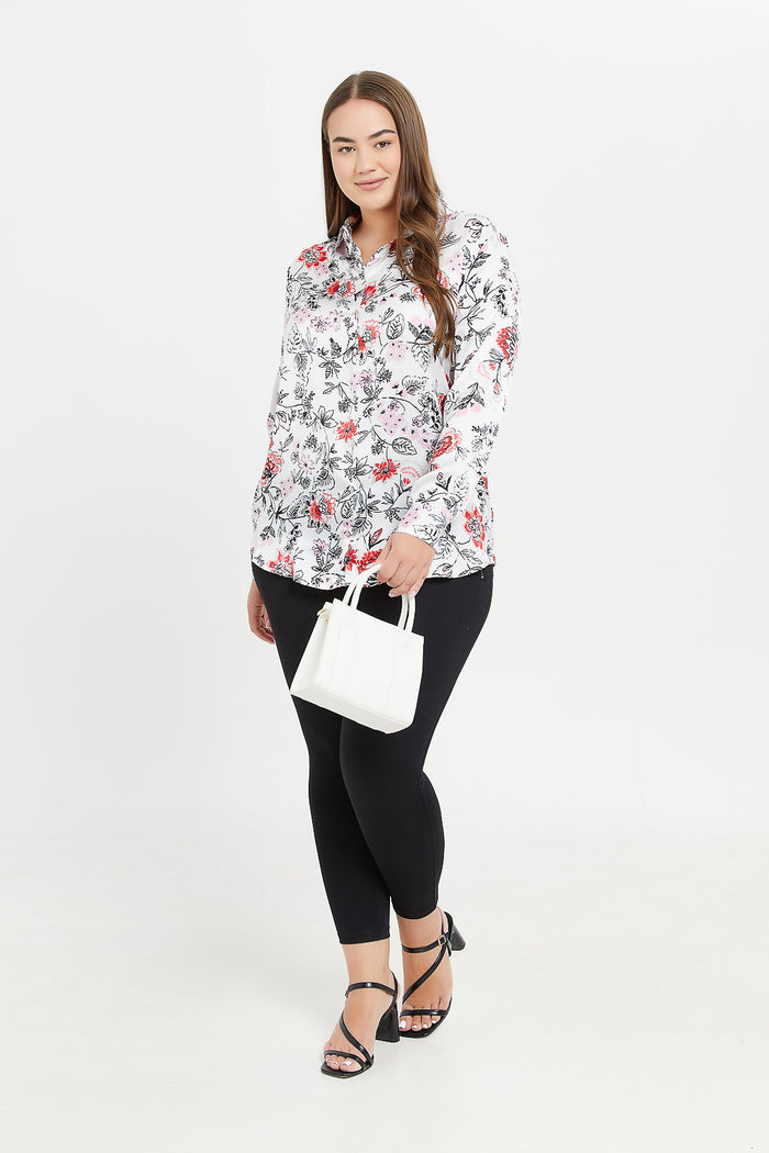 Redtag-Women-Ivory-Floral-Printed-Satin-Shirt-Category:Blouses,-Colour:Assorted,-Deals:New-In,-Filter:Plus-Size,-H1:LWR,-H2:LDP,-H3:BLO,-H4:CBL,-LDP-Blouses,-LWRLDPBLOCBL,-New-In-LDP-APL,-Non-Sale,-ProductType:Casual-Shirts,-S23D,-Season:S23D,-Section:Women-Women's-
