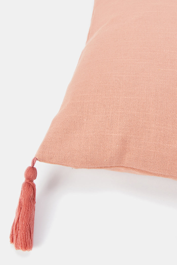 Redtag-Dusty-Rose-Geometric-Embroidered-Cushion-With-Tassels-Category:Cushions,-Colour:Pink,-Deals:New-In,-Filter:Home-Bedroom,-H1:HMW,-H2:BED,-H3:BCC,-H4:CUS,-HMW-BED-Cushions,-HMWBEDBCCCUS,-New-In-HMW-BED,-Non-Sale,-ProductType:Cushions,-Season:W23O,-Section:Homewares,-W23O-Home-Bedroom-