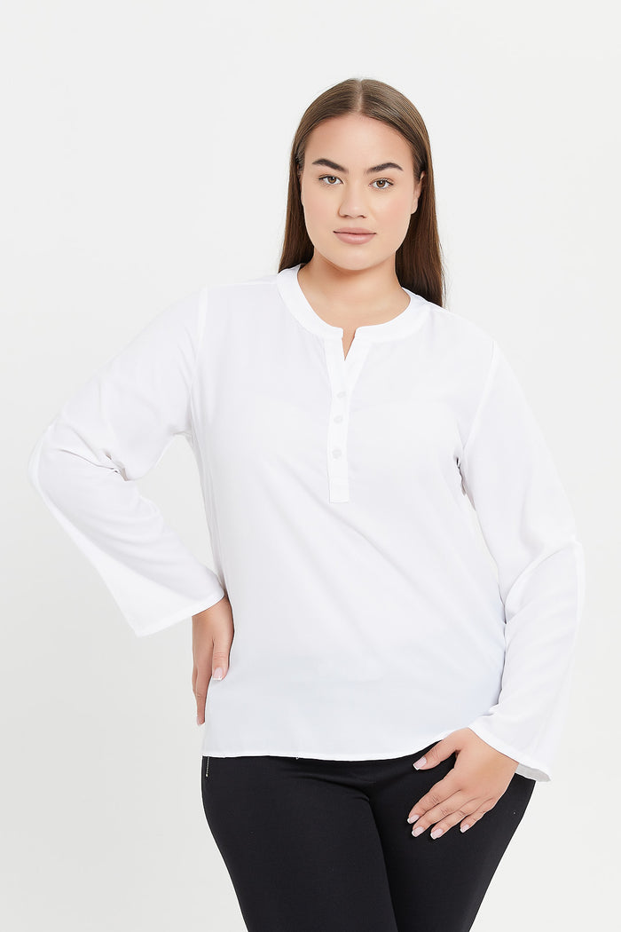Redtag-Mint-Roll-Up-Sleeve-Blouse-Category:Blouses,-Colour:Ivory,-Deals:New-In,-Filter:Plus-Size,-H1:LWR,-H2:LDP,-H3:BLO,-H4:CBL,-LDP-Blouses,-New-In-LDP,-Non-Sale,-ProductType:Blouses,-S23E,-Season:S23E,-Section:Women-Women's-
