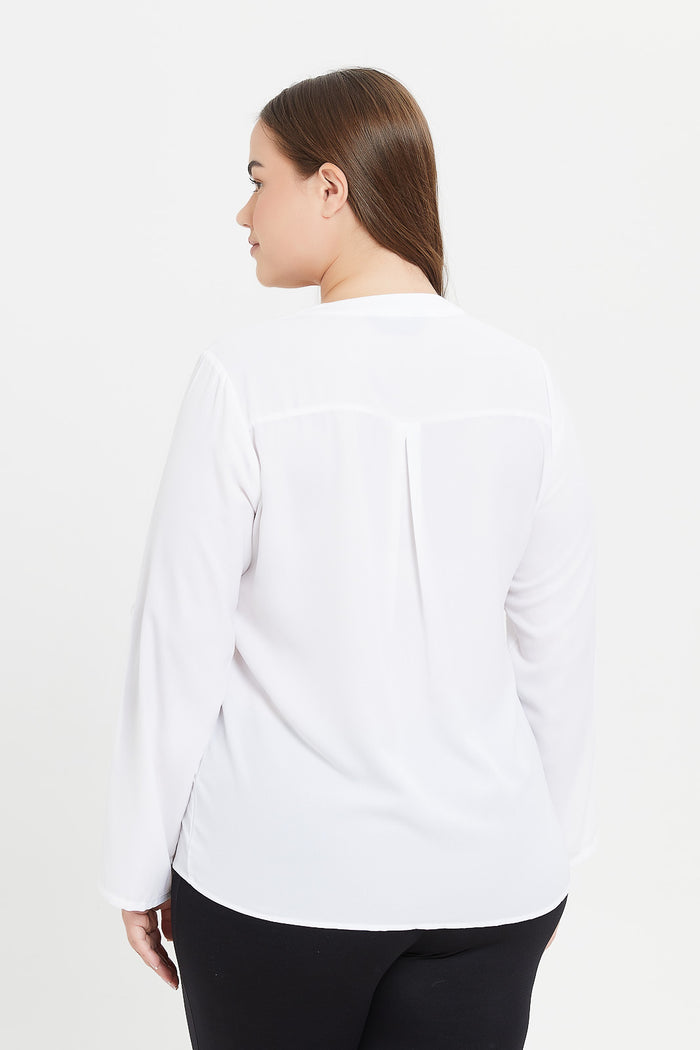 Redtag-Mint-Roll-Up-Sleeve-Blouse-Category:Blouses,-Colour:Ivory,-Deals:New-In,-Filter:Plus-Size,-H1:LWR,-H2:LDP,-H3:BLO,-H4:CBL,-LDP-Blouses,-New-In-LDP,-Non-Sale,-ProductType:Blouses,-S23E,-Season:S23E,-Section:Women-Women's-