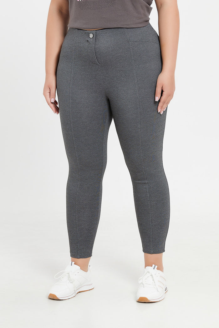Redtag-Charcoal-Ponte-Legging-Category:Joggers,-Colour:Charcoal,-Deals:New-In,-Filter:Plus-Size,-H1:LWR,-H2:LDP,-H3:TRS,-H4:LEG,-LDP-Joggers,-New-In-LDP,-Non-Sale,-ProductType:Joggers,-S23D,-Season:S23D,-Section:Women,-TBL-Women's-