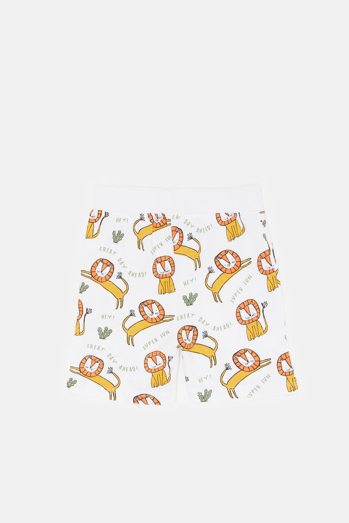 Redtag-White-Tiger-Printed-Active-Shiorts-Category:Shorts,-Colour:White,-Deals:New-In,-Filter:Infant-Boys-(3-to-24-Mths),-H1:KWR,-H2:INB,-H3:SPW,-H4:AST,-INB-Shorts,-KWRINBSPWAST,-New-In-INB,-Non-Sale,-ProductType:Active-Shorts,-S23E,-Season:S23E,-Section:Boys-(0-to-14Yrs),-TBL-Infant-Boys-3 to 24 Months
