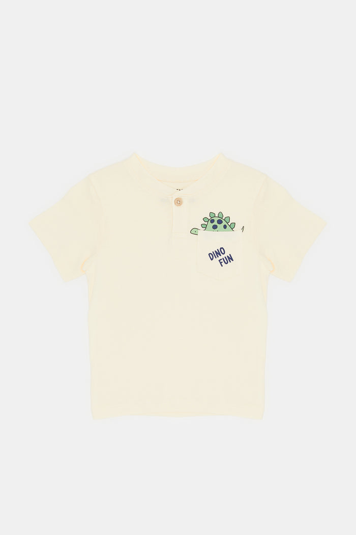 Redtag-Cream-Novelty-Pocket-Tee-Category:T-Shirts,-Colour:Cream,-Deals:New-In,-Filter:Infant-Boys-(3-to-24-Mths),-H1:KWR,-H2:INB,-H3:TSH,-H4:TSH,-INB-T-Shirts,-KWRINBTSHTSH,-New-In-INB,-Non-Sale,-ProductType:Plain-T-Shirts,-S23E,-Season:S23E,-Section:Boys-(0-to-14Yrs),-TBL-Infant-Boys-3 to 24 Months
