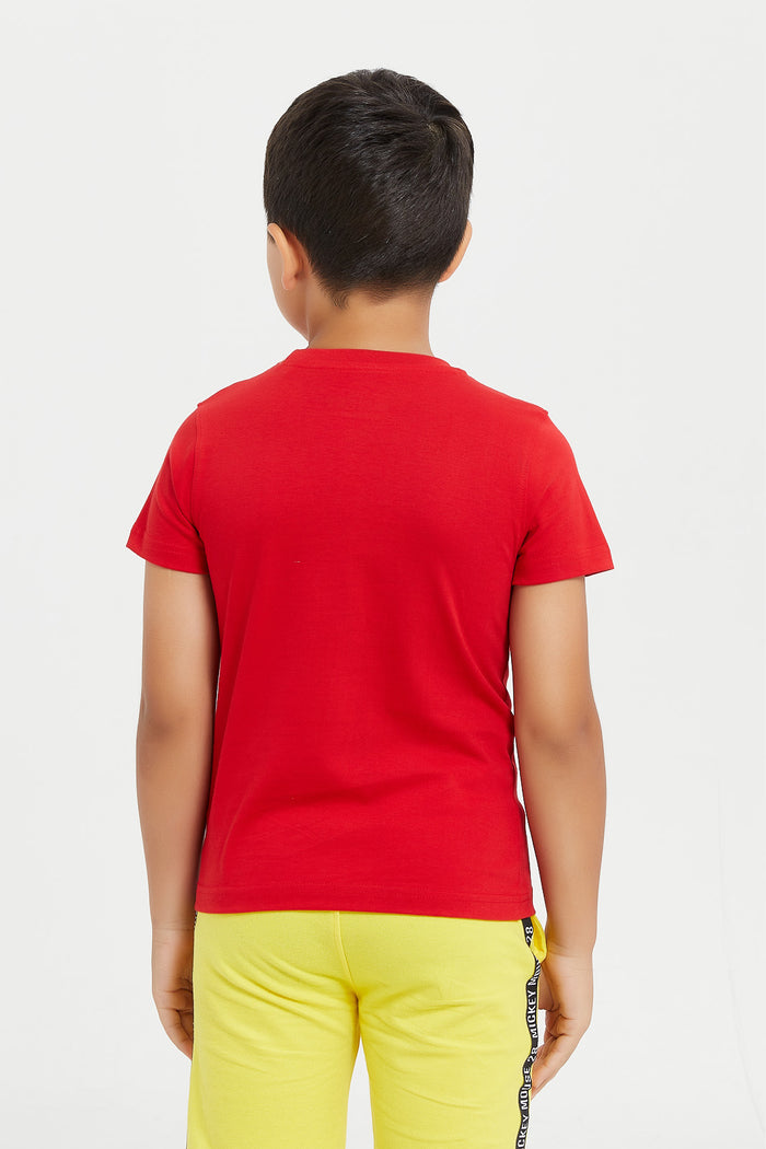 Redtag-Red-Mickey-Print-Pocket-Short-Sleeve-T-Shirt-BOY-T-Shirts,-Category:T-Shirts,-CHA,-Colour:Red,-Deals:New-In,-Filter:Boys-(2-to-8-Yrs),-H1:KWR,-H2:BOY,-H3:TSH,-H4:TSH,-KWRBOYTSHTSH,-New-In-BOY,-Non-Sale,-ProductType:Character-T-Shirts,-S23E,-Season:S23E,-Section:Boys-(0-to-14Yrs),-TBL-Boys-2 to 8 Years