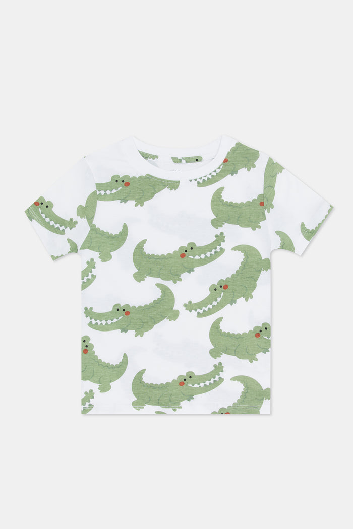 Redtag-Aop-Green-Croc-T-Shirt-Category:T-Shirts,-Colour:Green,-Deals:New-In,-Filter:Infant-Boys-(3-to-24-Mths),-H1:KWR,-H2:INB,-H3:TSH,-H4:TSH,-INB-T-Shirts,-KWRINBTSHTSH,-New-In-INB,-Non-Sale,-ProductType:Printed-T-Shirt,-S23E,-Season:S23E,-Section:Boys-(0-to-14Yrs),-TBL-Infant-Boys-3 to 24 Months