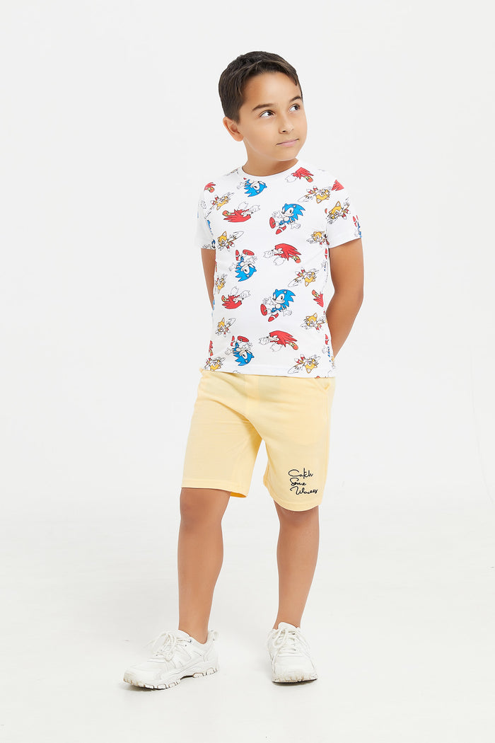 Redtag-White-Sonic-All-Over-Print-T-Shirt-BOY-T-Shirts,-Category:T-Shirts,-CHA,-Colour:White,-Deals:New-In,-Filter:Boys-(2-to-8-Yrs),-H1:KWR,-H2:BOY,-H3:TSH,-H4:TSH,-KWRBOYTSHTSH,-New-In-BOY,-Non-Sale,-ProductType:Character-T-Shirts,-S23E,-Season:S23E,-Section:Boys-(0-to-14Yrs)-Boys-2 to 8 Years