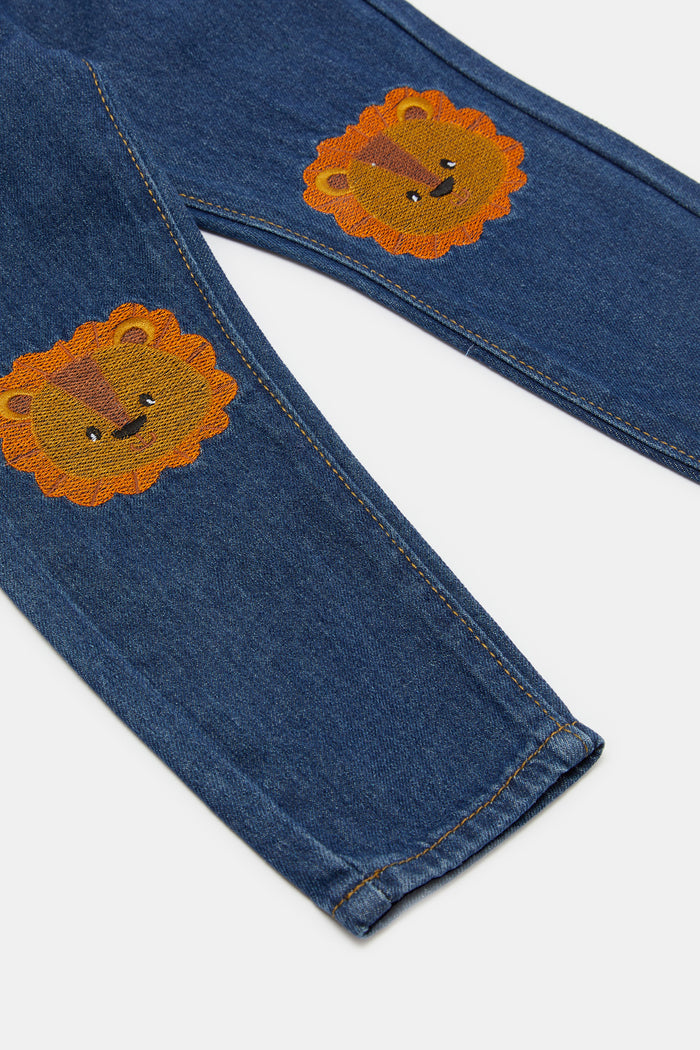 Redtag-Blue-Lion-Novelty-Jean-Category:Jeans,-Colour:Blue,-Deals:New-In,-Filter:Infant-Boys-(3-to-24-Mths),-H1:KWR,-H2:INB,-H3:DNB,-H4:JNS,-INB-Jeans,-KWRINBDNBJNS,-New-In-INB,-Non-Sale,-ProductType:Jeans-Slim-Fit,-S23E,-Season:S23E,-Section:Boys-(0-to-14Yrs)-Infant-Boys-3 to 24 Months