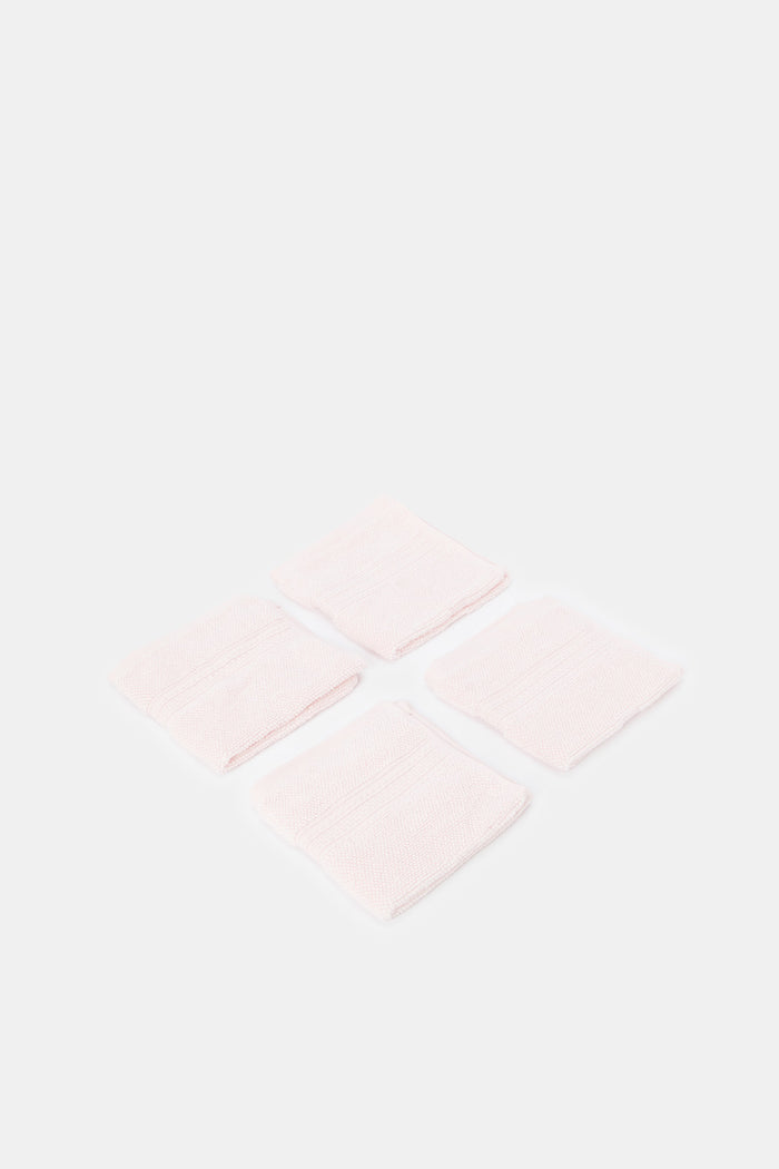 Redtag-Pink-Textured-Cotton-Face-Towel-Set-(4-Piece)-Category:Towels,-Colour:Pink,-Deals:New-In,-Filter:Home-Bathroom,-H1:HMW,-H2:BAC,-H3:TOW,-H4:FAC,-HMW-BAC-Towels,-HMWBACTOWFAC,-New-In-HMW-BAC,-Non-Sale,-ProductType:Face-Towels,-Season:W23A,-Section:Homewares,-W23A-Home-Bathroom-