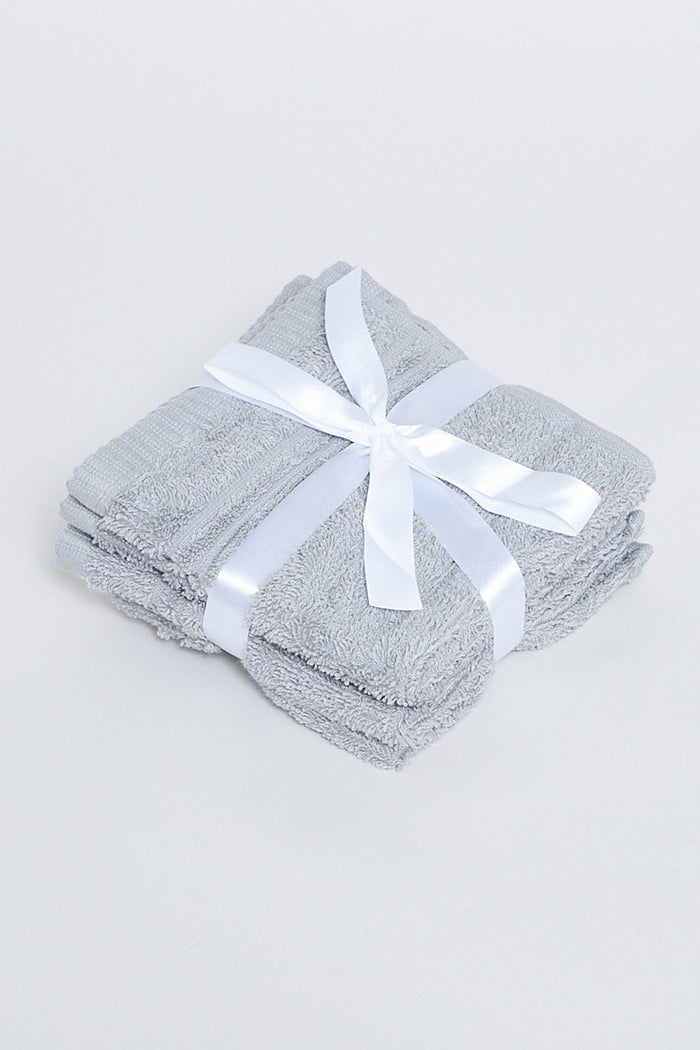 Grey Soft Cotton Face Towel Set (4 Piece) - REDTAG